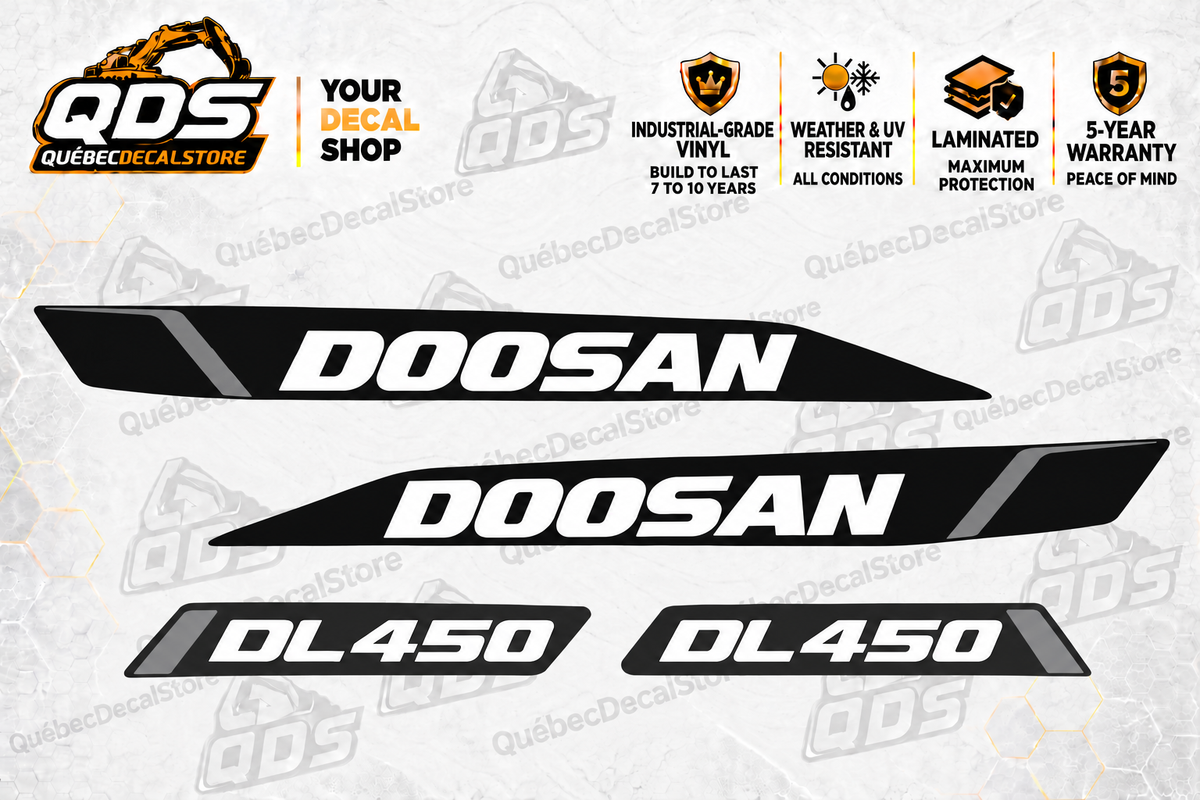 Doosan DL450-5 Wheel Loader Decal Kit – 4 Graphics