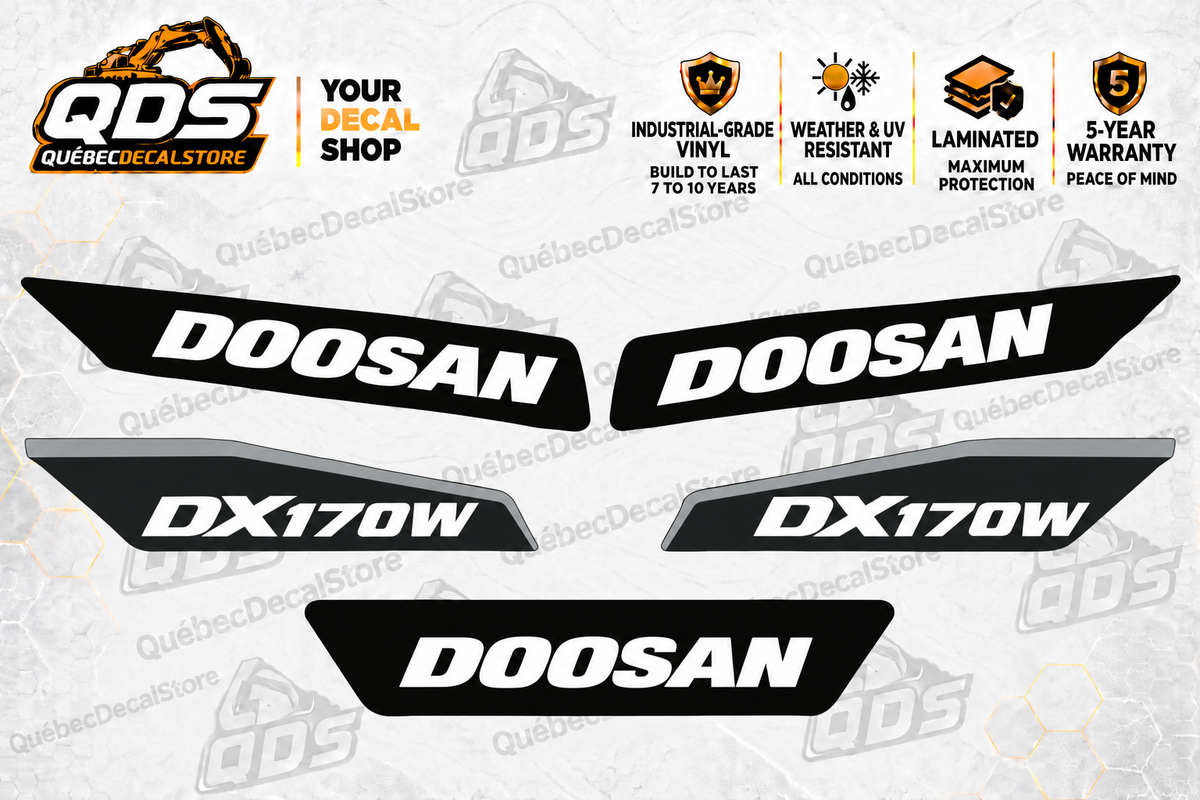 Kit de décalques Doosan DX170W-5 – 5 éléments