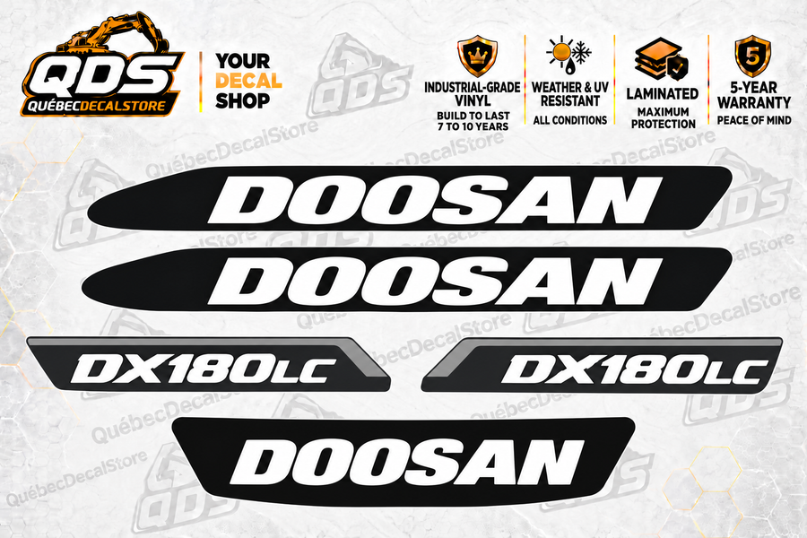 Doosan DX180LC-5 Crawler Excavator Decal Kit – 5 Graphics