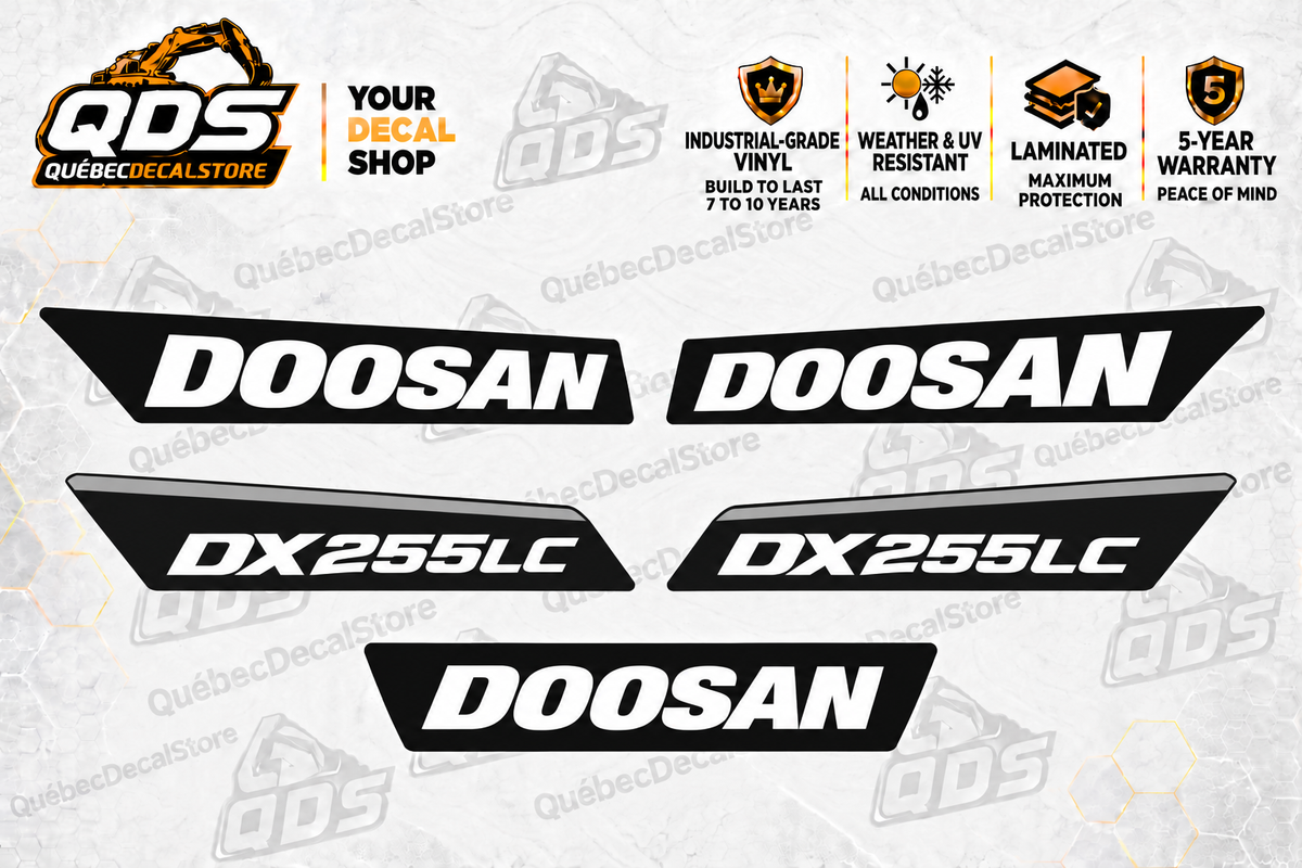 Doosan DX255LC-5 Crawler Excavator Decal Kit – 5 Graphics