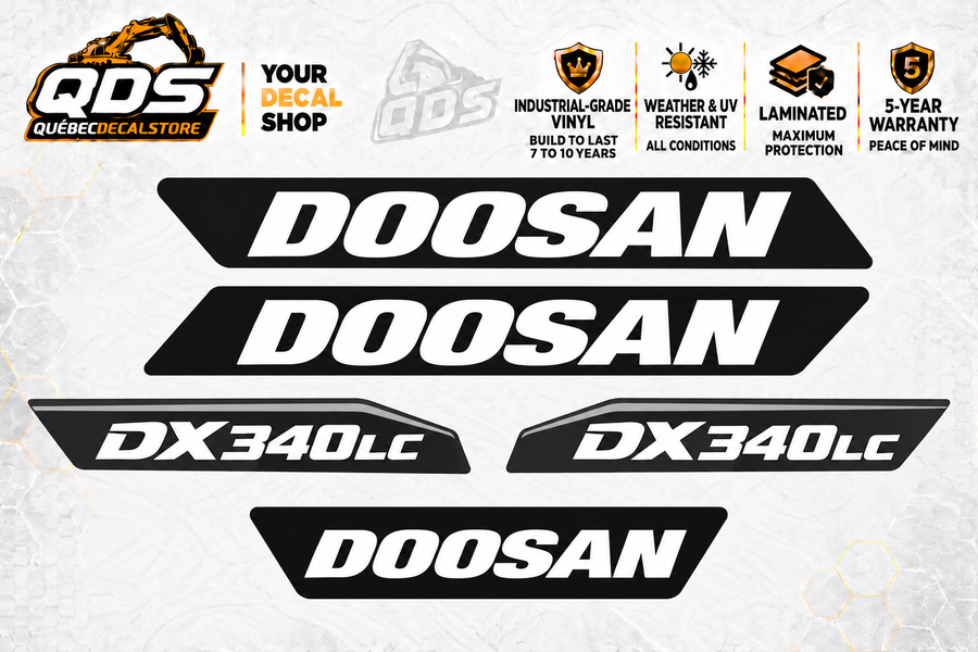 Doosan DX340LC-5 Crawler Excavator Decal Kit – 5 Graphics