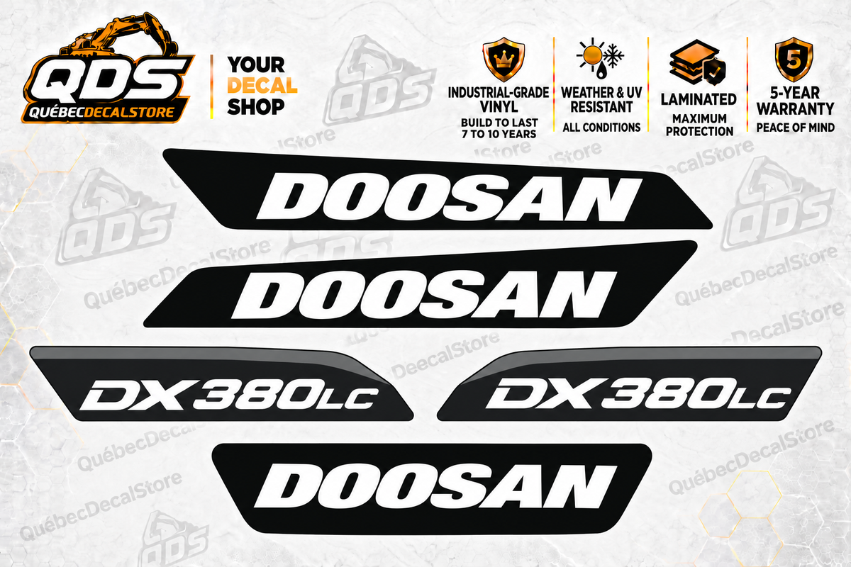 Doosan DX380LC-5 Crawler Excavator Decal Kit – 5 Graphics