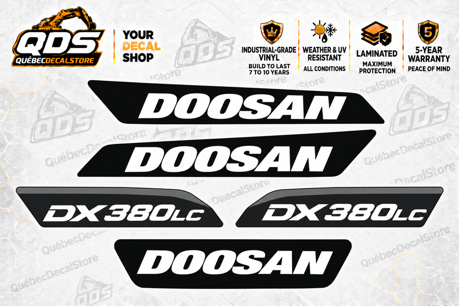 Doosan DX380LC-5 Crawler Excavator Decal Kit – 5 Graphics