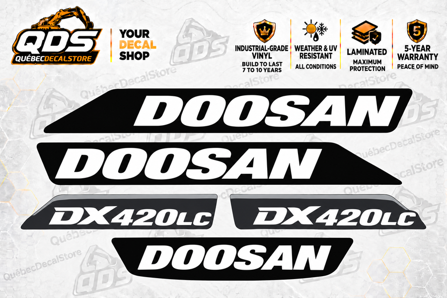 Doosan DX420LC-5 Crawler Excavator Decal Kit – 5 Graphics