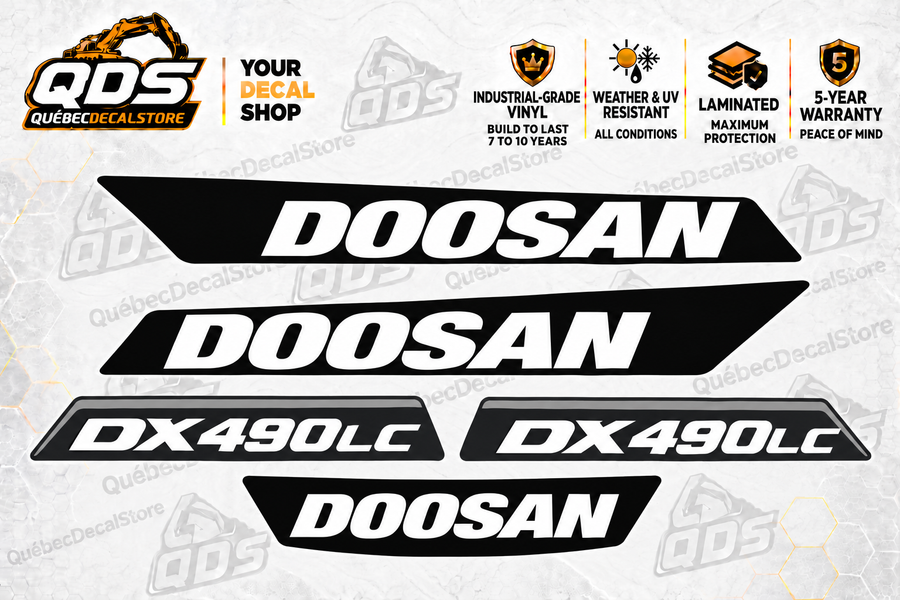 Doosan DX490LC-5 Crawler Excavator Decal Kit – 5 Graphics