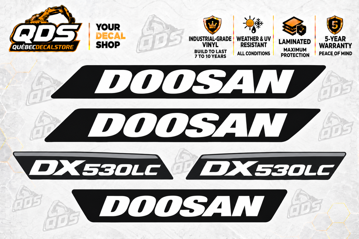 Doosan DX530LC-5 Crawler Excavator Decal Kit – 5 Graphics
