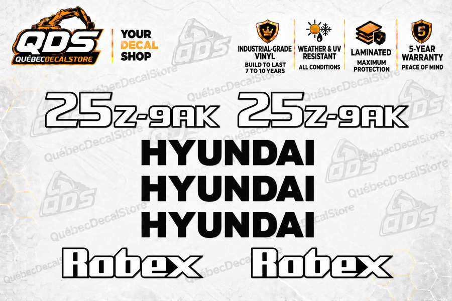 Hyundai R25Z-9AK Excavator Decal Kit
