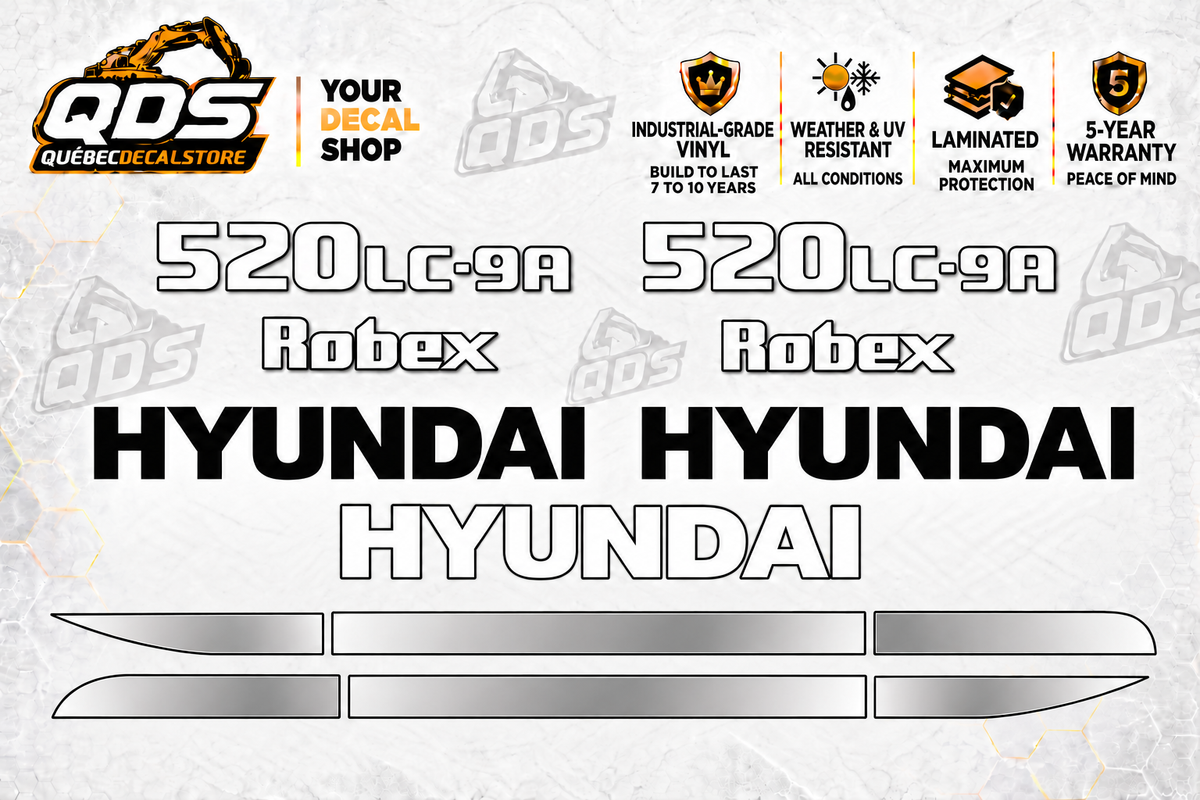 Hyundai R520LC-9A Excavator Decal Kit