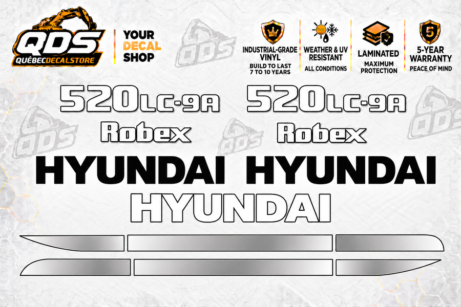 Hyundai R520LC-9A Excavator Decal Kit