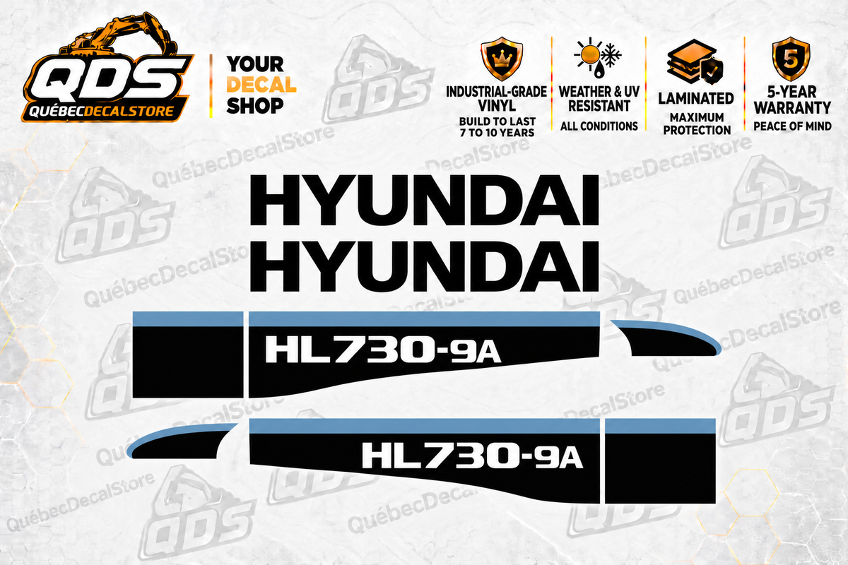 Hyundai HL730-9A aftermarket identification decal kit by QuébecDecalStore