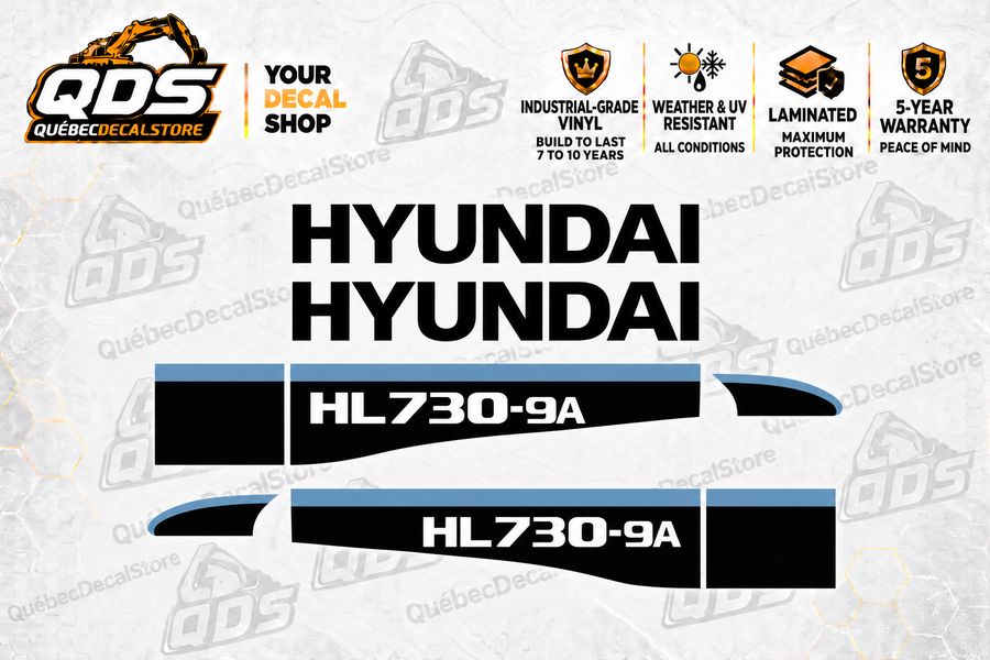 Hyundai HL730-9A aftermarket identification decal kit by QuébecDecalStore