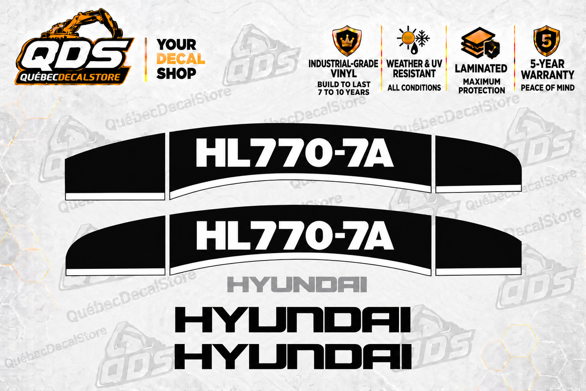 Hyundai HL770-7A Wheel Loader Decal Kit