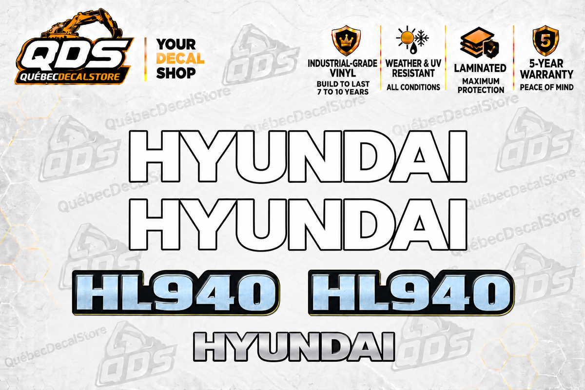 Hyundai HL940 aftermarket identification decal kit by QuébecDecalStore