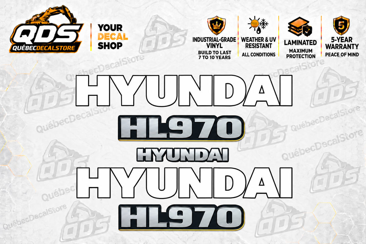 Hyundai HL970 aftermarket identification decal kit by QuébecDecalStore