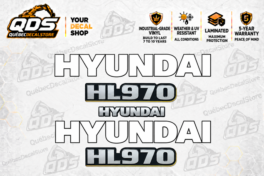 Hyundai HL970 aftermarket identification decal kit by QuébecDecalStore