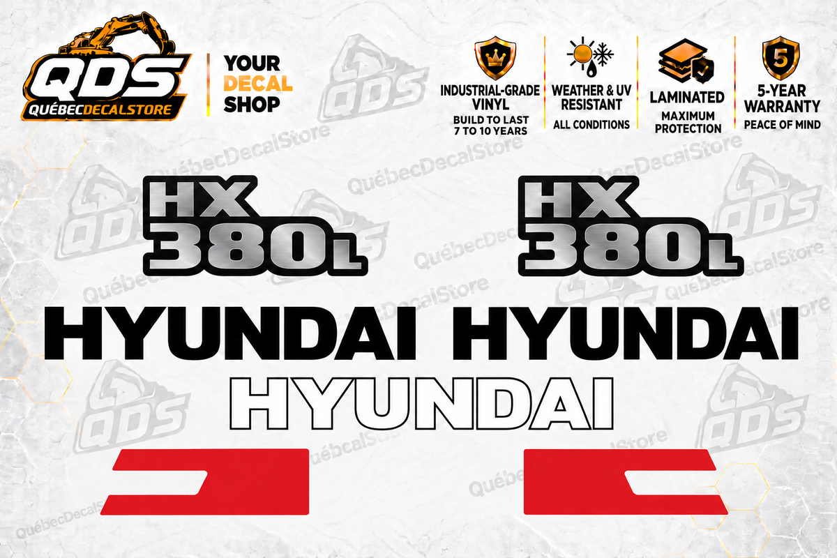 Kit de décalques Hyundai HX380L pour excavatrice