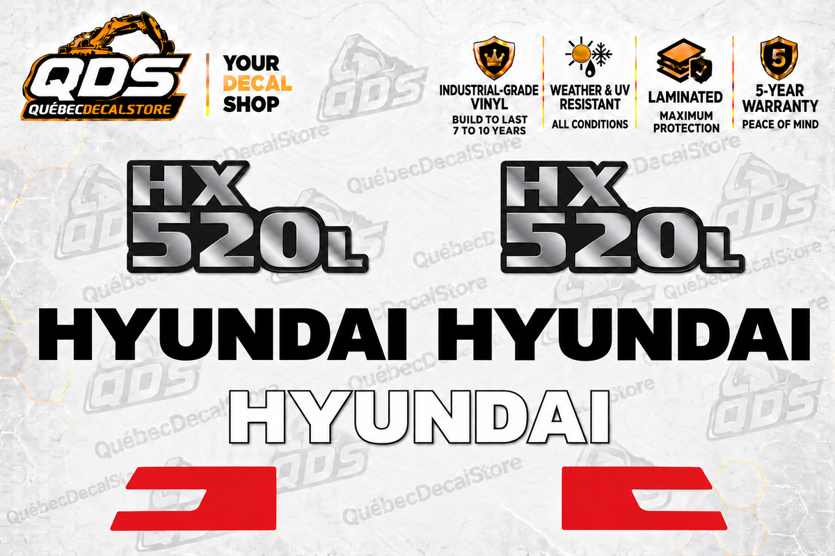 Kit de décalques Hyundai HX520L pour excavatrice