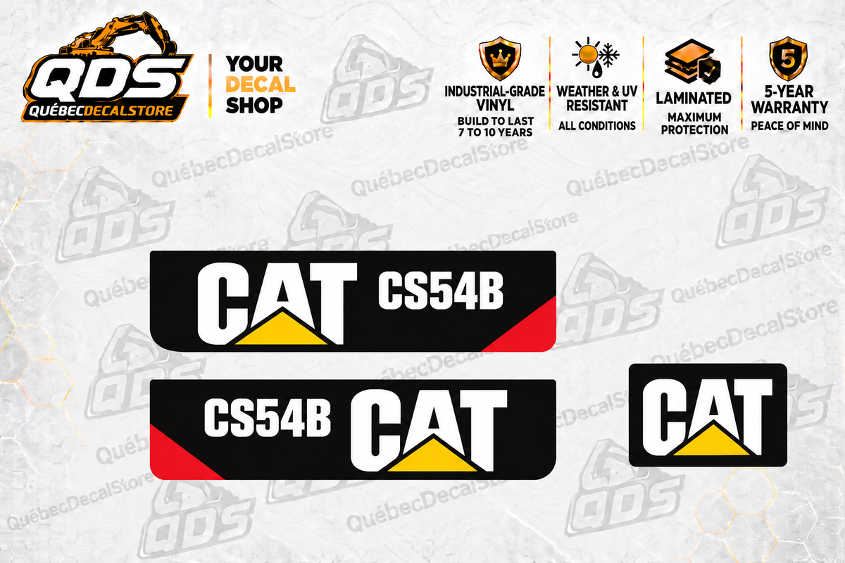 Caterpillar CS54B Soil Compactor Decal Kit – 3 Graphics