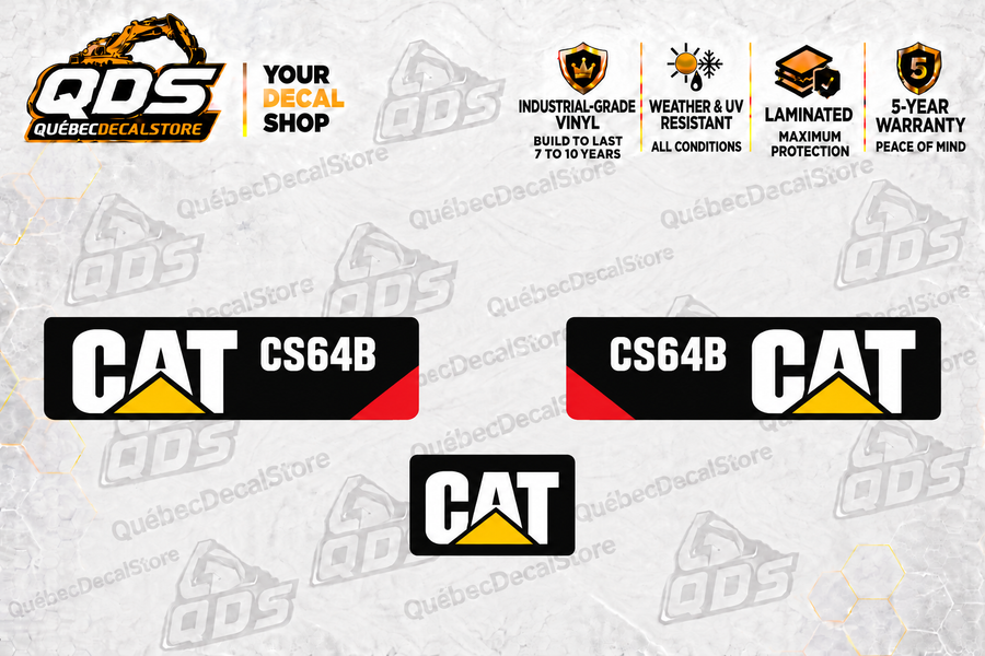 Caterpillar CS64B Soil Compactor Decal Kit – 3 Graphics