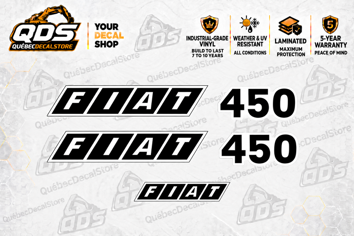Fiat 450 Tractor Decal Kit — illustrated aftermarket graphics
