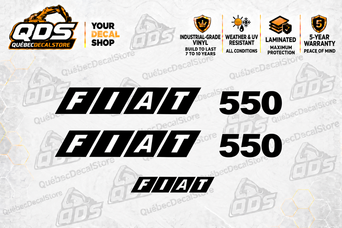 Fiat 550 Tractor Decal Kit — illustrated aftermarket graphics