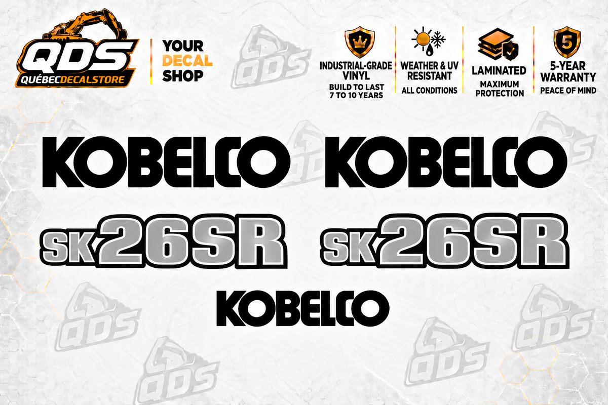 Kit de décalques Kobelco SK26SR-7 pour mini-pelle