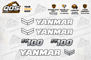Yanmar SV100-7 decorative decal kit with paired side markings