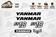 Yanmar SV18 decorative decal kit with paired side markings