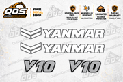 Yanmar V10 decorative decal kit with paired side markings
