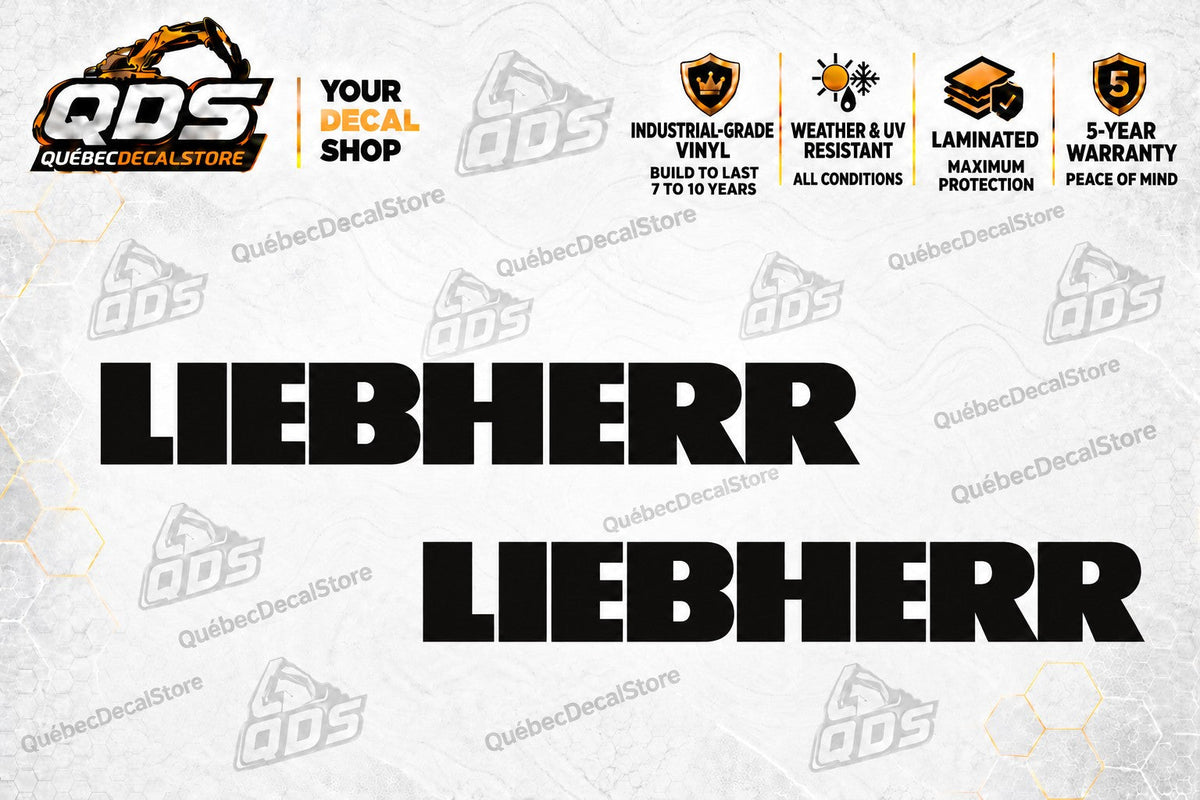 Liebherr Logo Decals – Pair of 2, Black or White, 3–30 in