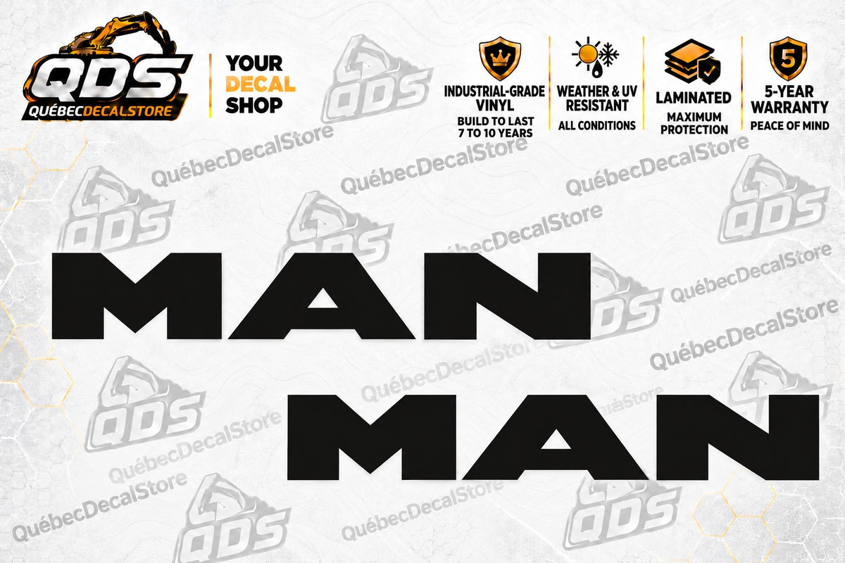 MAN Logo Decals – Pair of 2, Black or White, 3–30 in