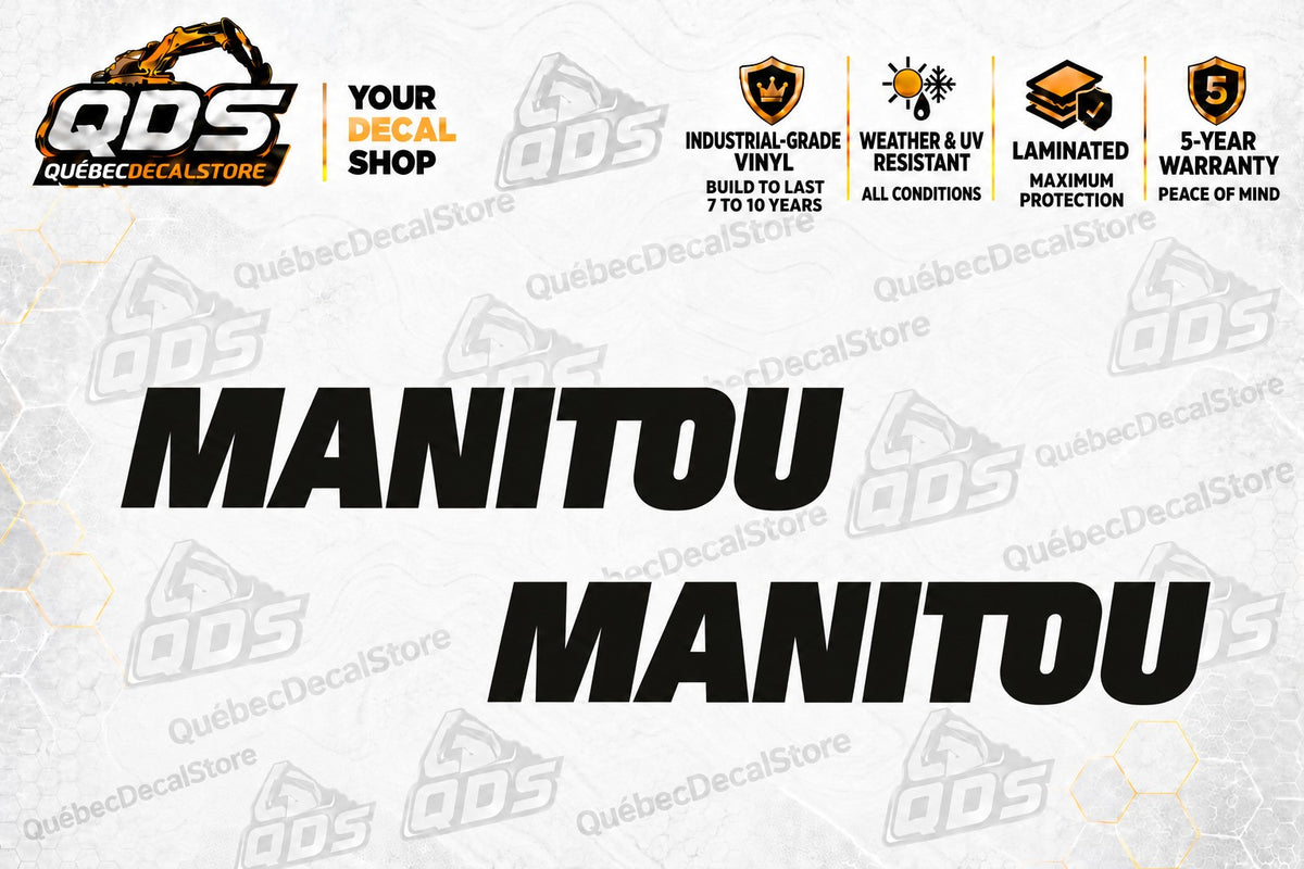 Manitou Logo Decals – Pair of 2, Black or White, 3–30 in