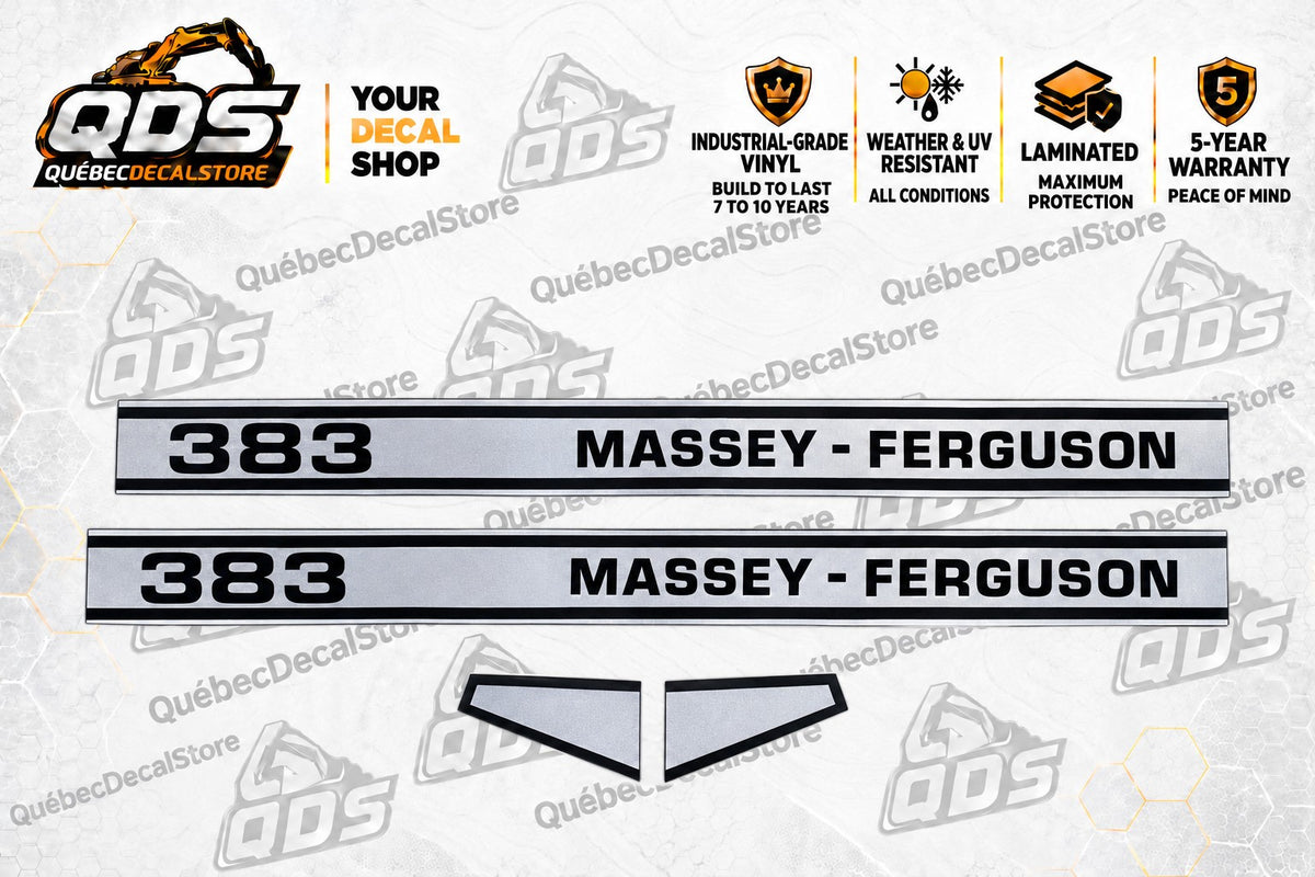 Massey Ferguson 383 Tractor Decal Kit – Silver & Black