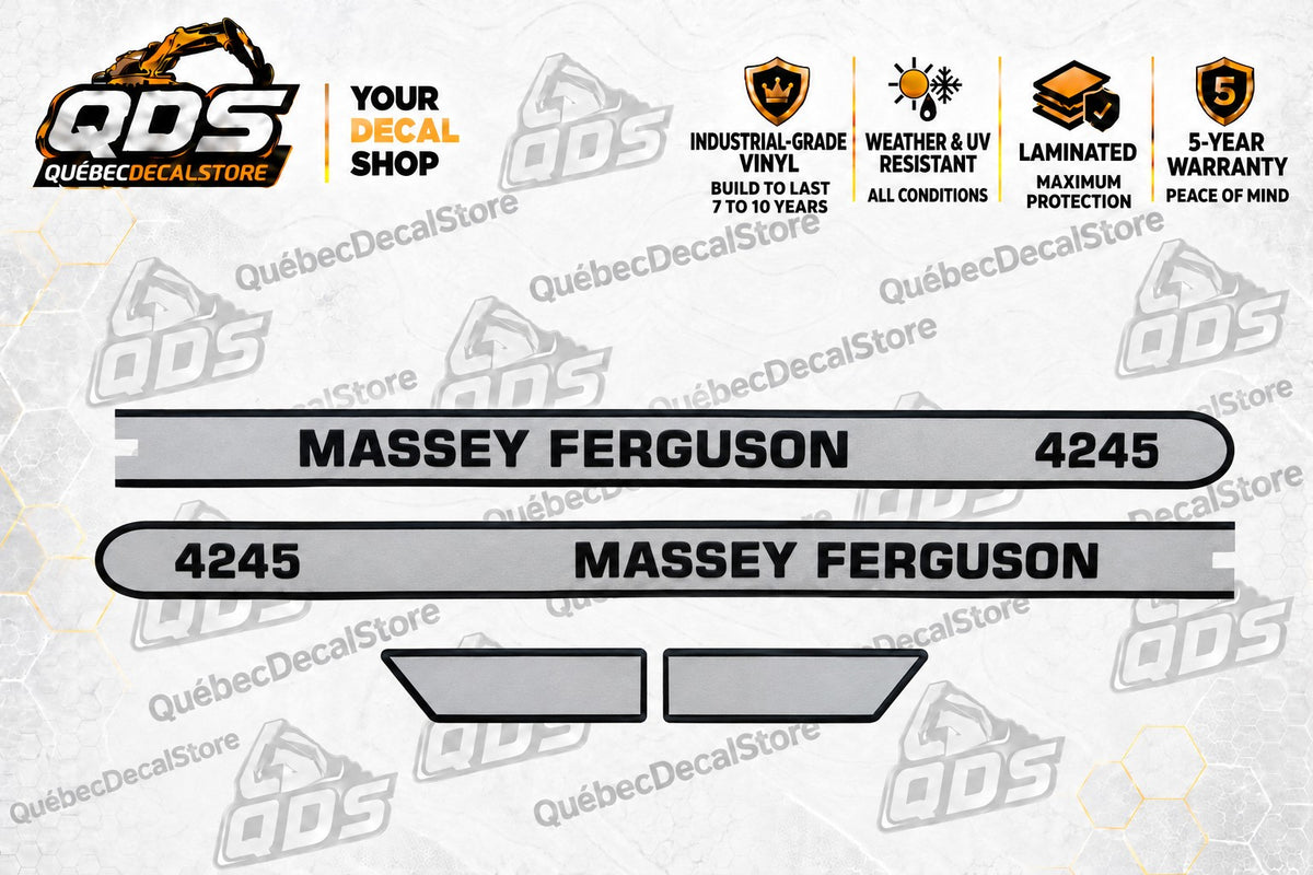 Massey Ferguson 4245 Tractor Hood Decal Kit – Silver & Black