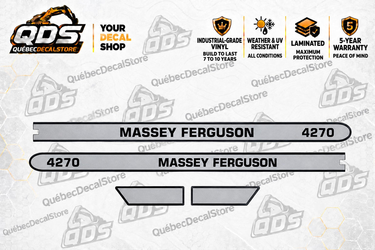 Massey Ferguson 4270 Tractor Hood Decal Kit – Silver & Black