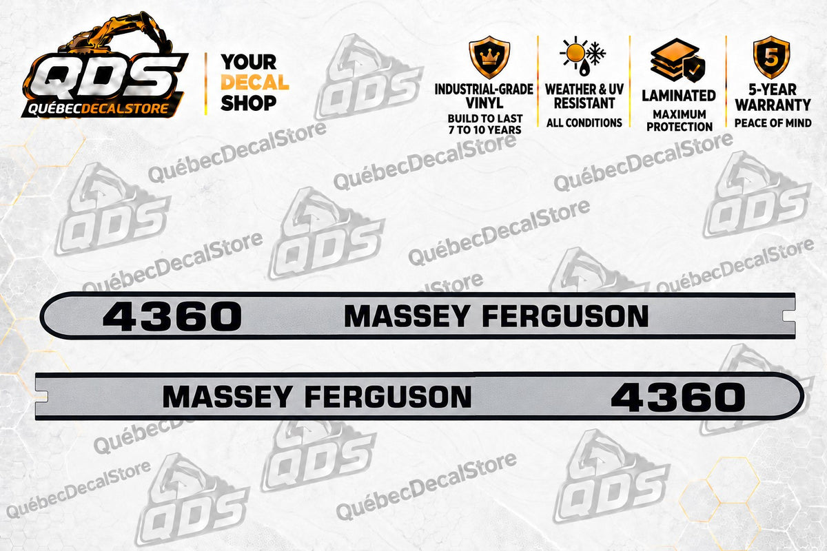 Massey Ferguson 4360 Tractor Hood Decal Kit – Silver & Black