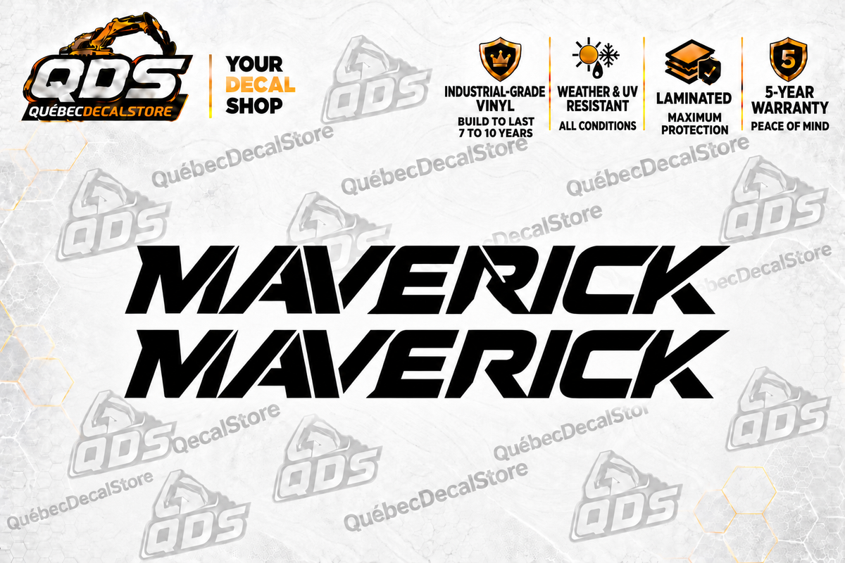 Maverick Black Logo Decals – Pair of 2, 3 to 30 in