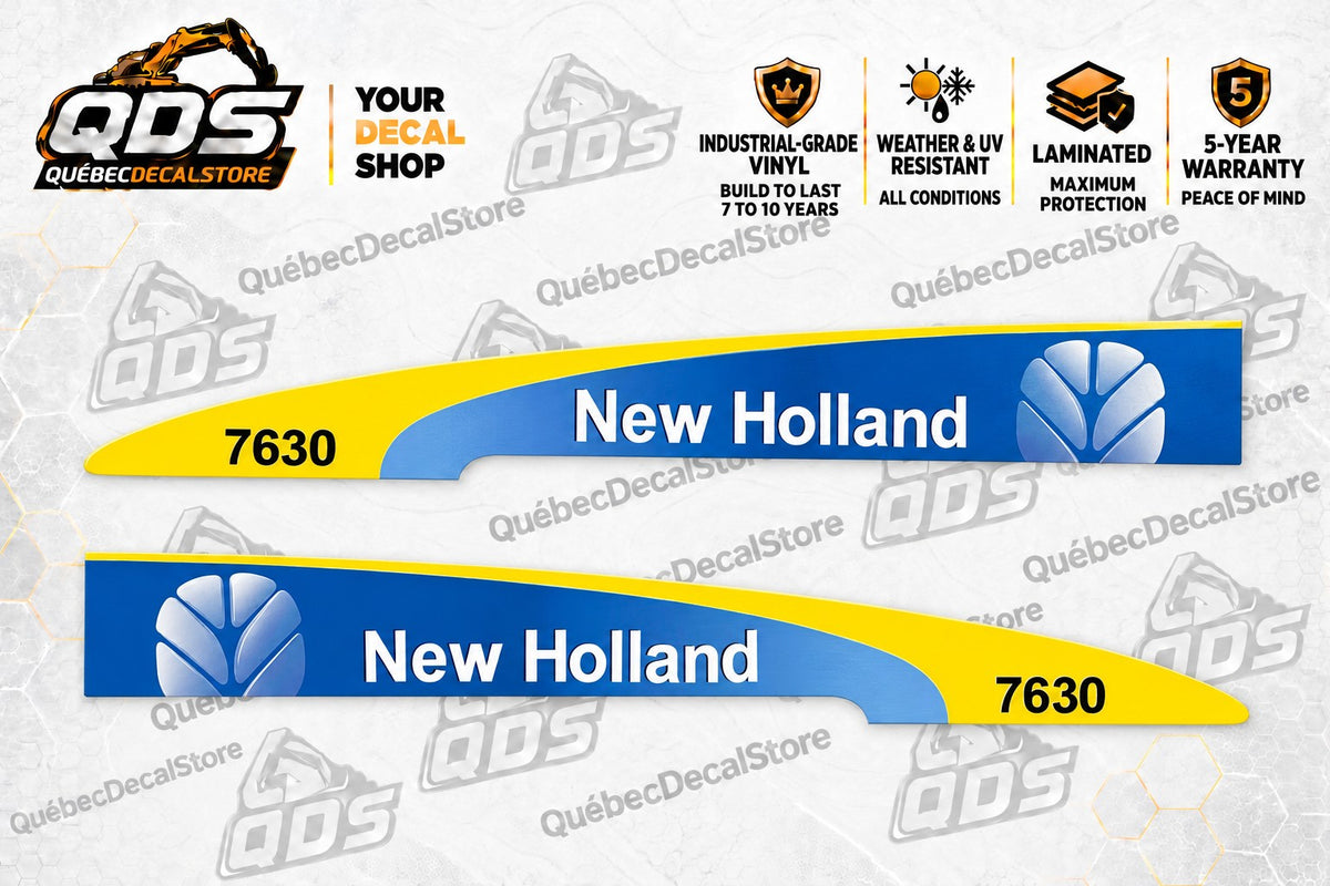 New Holland 7630 Hood Decal Pair – Blue & Yellow