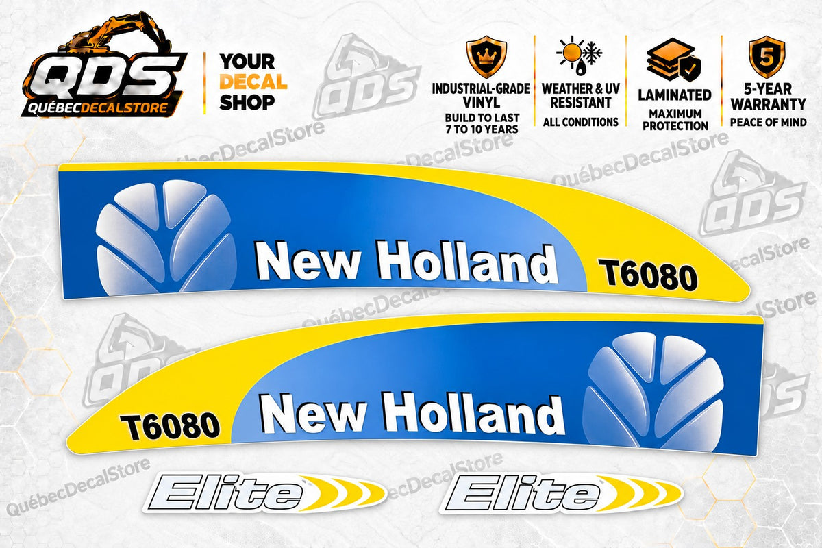 New Holland T6080 Elite Hood Decal Kit – 4 Pieces