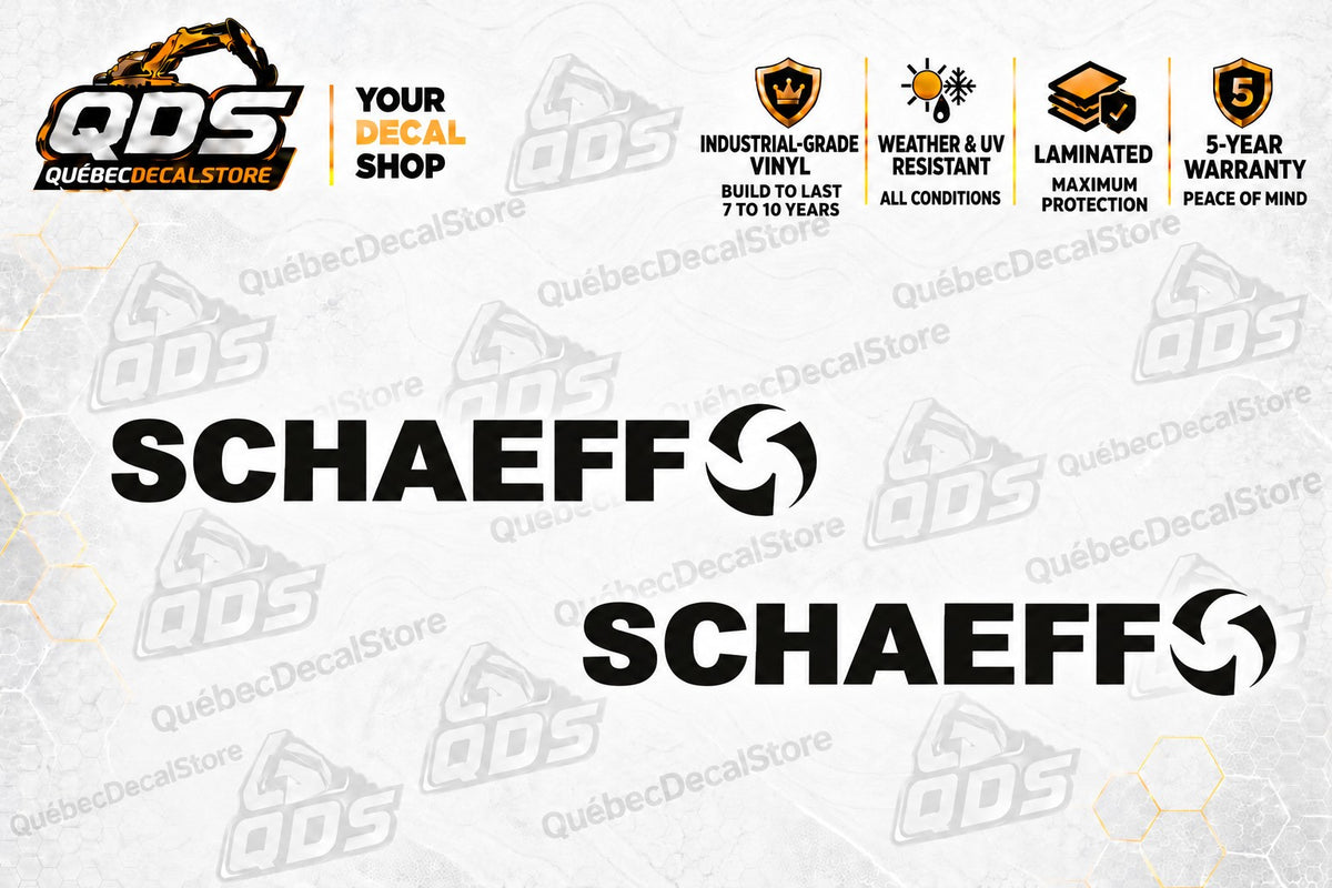 Schaeff Logo Decals – Pair of 2, Black or White, 3–30 in