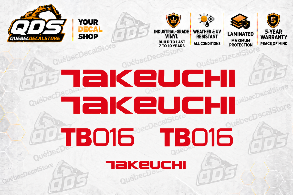 Takeuchi TB016 Mini Excavator Graphics Decal Kit