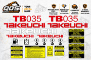 Takeuchi TB035 Mini Excavator Aftermarket Decal Kit