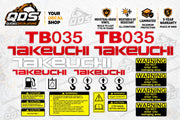 Takeuchi TB035 Mini Excavator Aftermarket Decal Kit