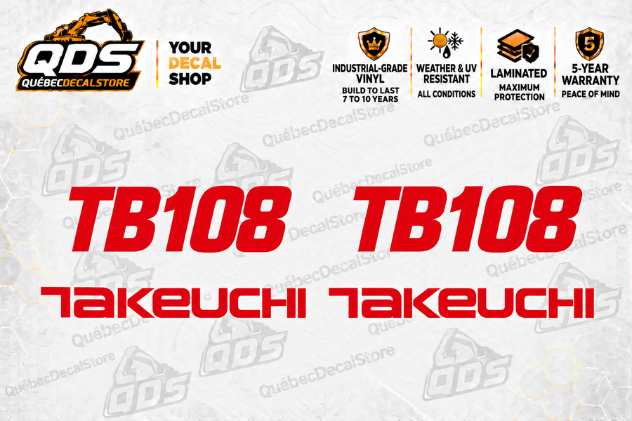 Takeuchi TB108 Mini Excavator Graphics Decal Kit
