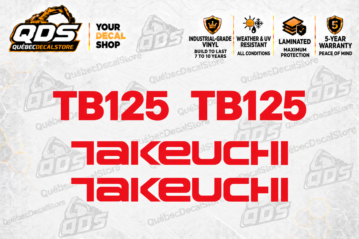 Takeuchi TB125 Mini Excavator Graphics Decal Kit