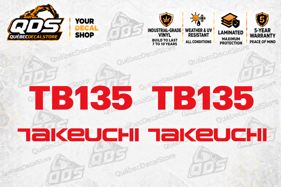 Takeuchi TB135 Mini Excavator Graphics Decal Kit