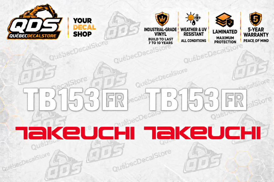 Takeuchi TB153FR Mini Excavator Graphics Decal Kit