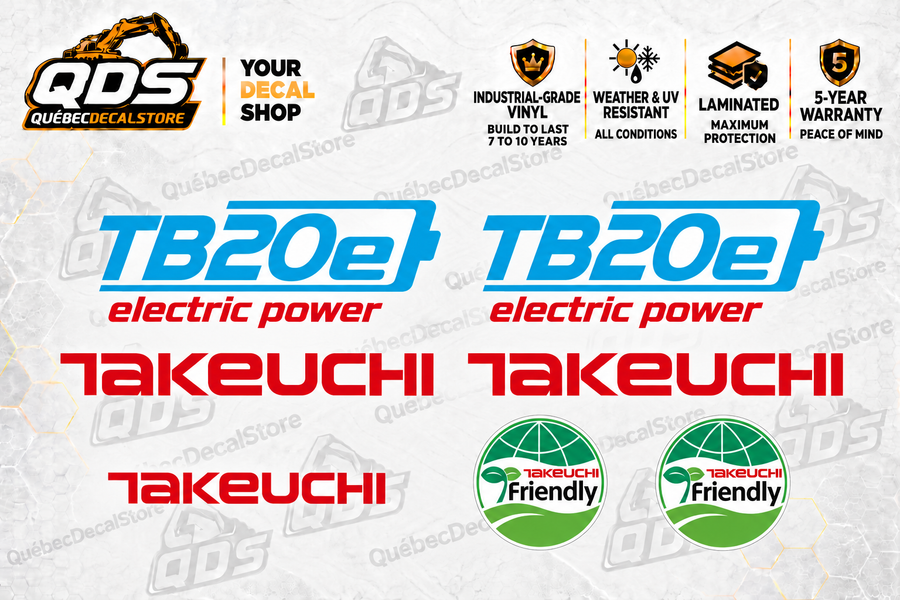 Takeuchi TB20e Mini Excavator Graphics Decal Kit