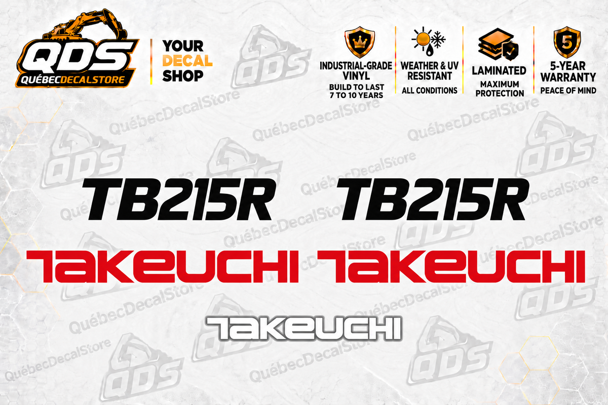 Takeuchi TB215R Mini Excavator Graphics Decal Kit