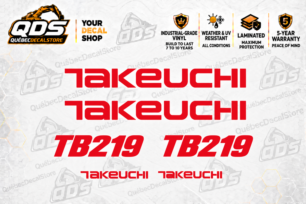 Takeuchi TB219 Mini Excavator Graphics Decal Kit